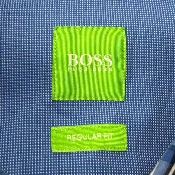 Hugo Boss NWT Green Label Button Up Shirt Mens XXL Blue Plaid Cotton Long Sleeve - Picture 6 of 12